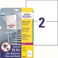 Avery Antimikrobielle etiketter 210x148mm hvide 20 etiketter